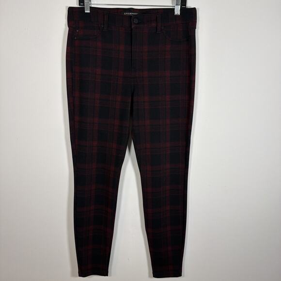 Liverpool Los Angeles Madonna Plaid Red Black Jegging 12 31 Pant Trouser Fall - Picture 2 of 9